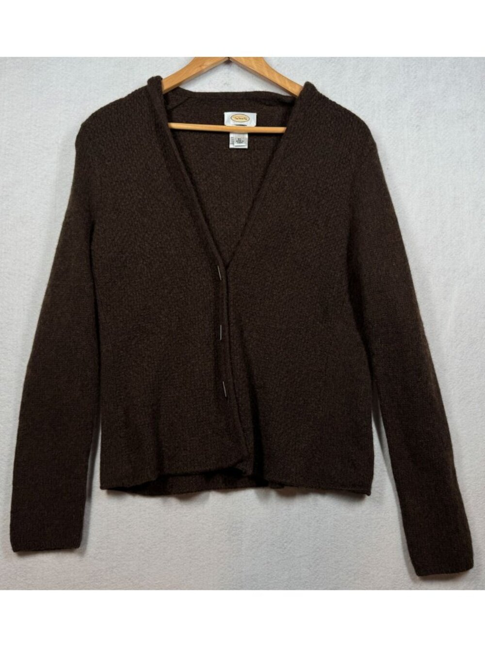 Talbots Cashmere Blend Merino Wool Cardigan Sweater Brown Toggle Close Womens XL
